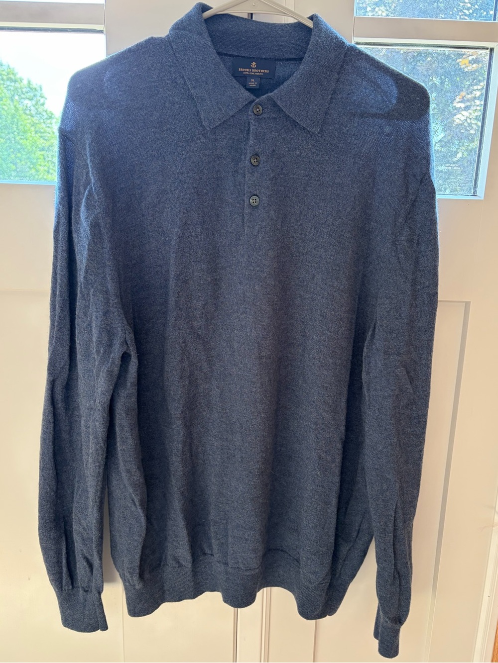 Brooks Brothers Long Sleeve Merino Wool Polo Sweater Midnight Blue $198